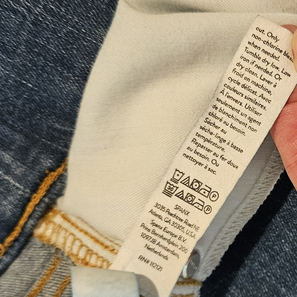 Spanx Seamed Front Wide Leg Retro 1970s style, Vintage Indigo Wash Pull On, L - Picture 8 of 13